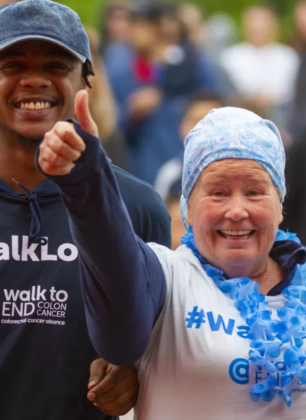 two smiling allies at colon cancer walk