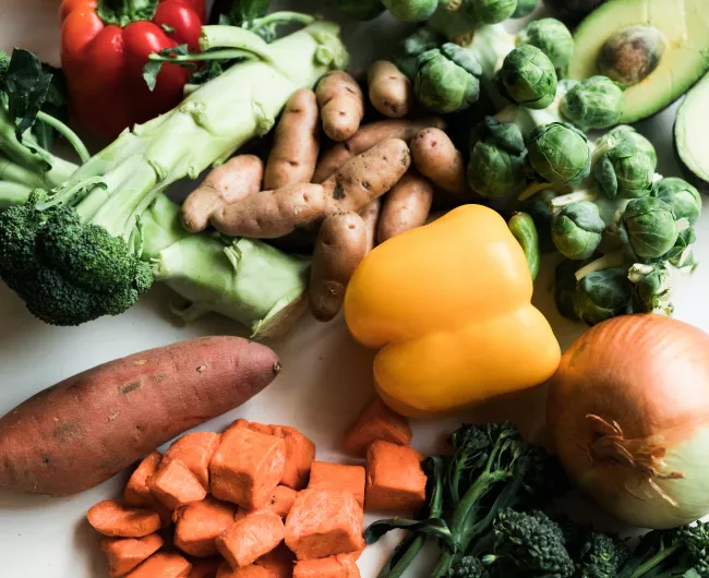 fruits and vegetables on table