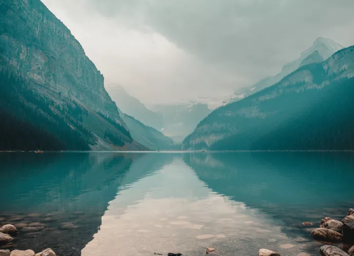 lake with mountains