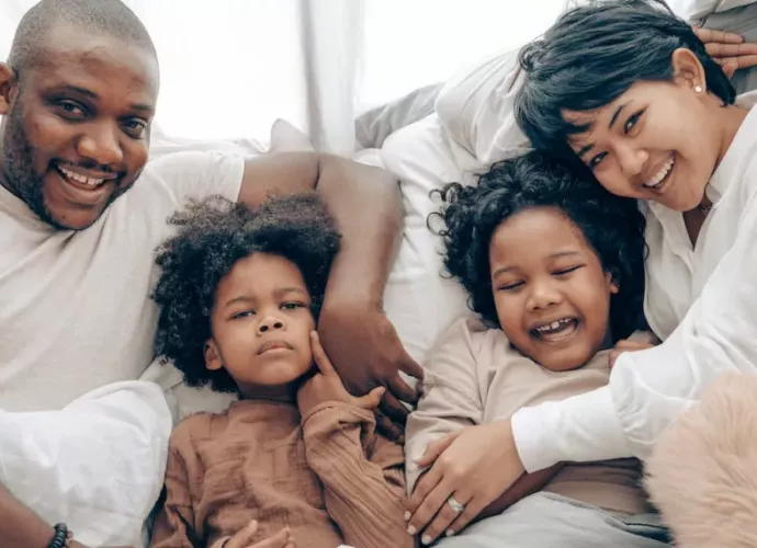 A multigenerational family enjoying time together.