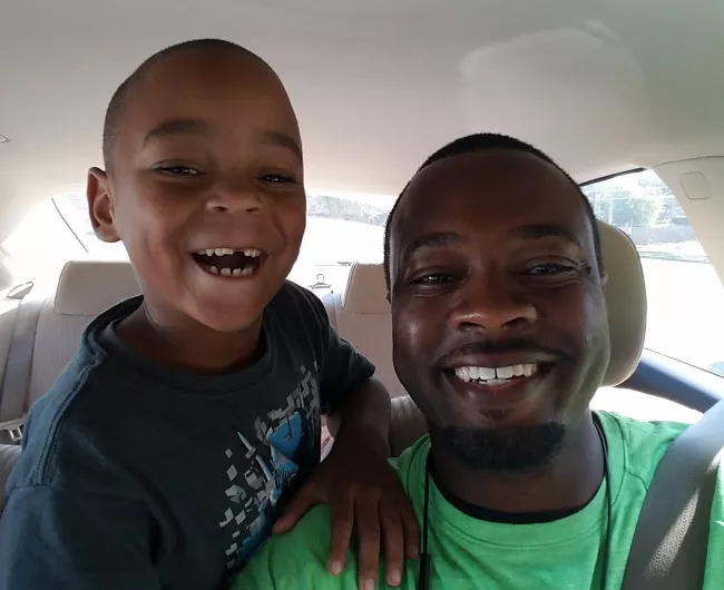 black father and son selfie