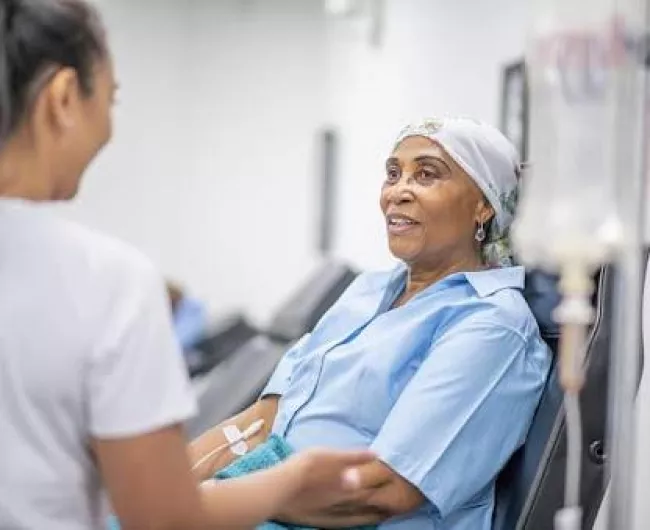 woman in chemo room