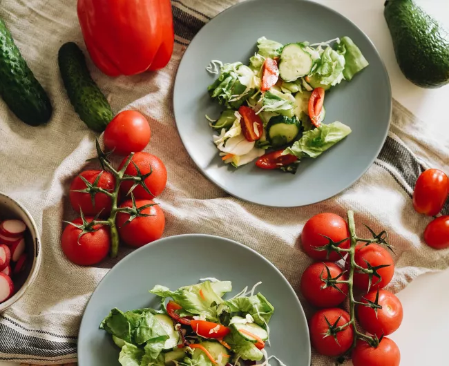 bowls of salad on a table