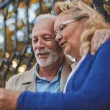 two people looking at phone together